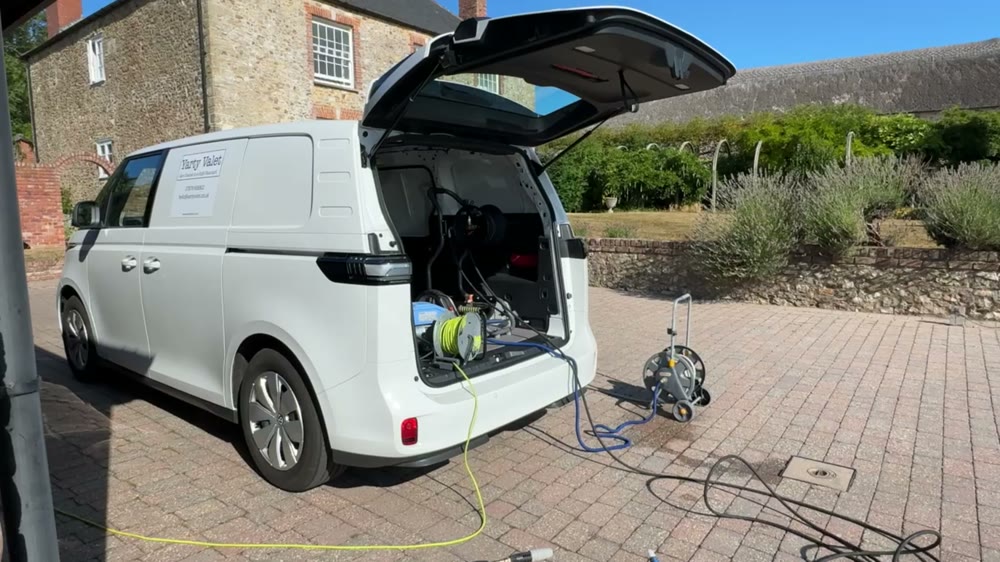 The Yarty Valet van and professional equipment set up at a customer’s home